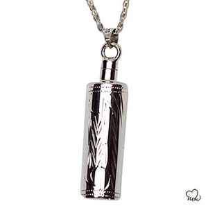 Etched Cylinder Memorial Pendant Necklace - Sterling Silver Keepsake Jewelry for Ashes or Hair
