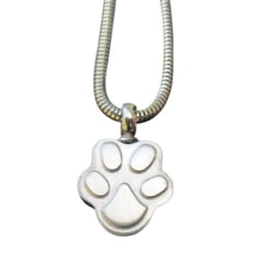 Animal/ Pet Paw Print Stainless Steel Personalized Cremation Pendant- Memorial Keepsake Necklace with Free 21&quot; Chain-Honor Your Furry Friend