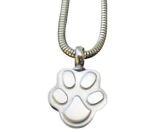 Paw Print Cremation Pendant: Stainless Steel Pet Memorial Necklace