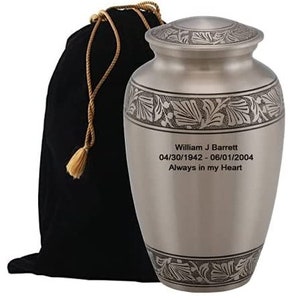 Custom Engraved Cremation Urn, Personalized Metal Funeral Urn for Ashes