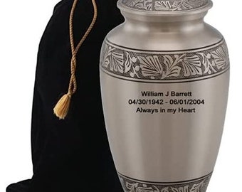 Custom Engraved Cremation Urn, Personalized Metal Funeral Urn for Ashes