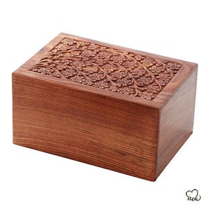 Solid Rosewood Cremation Urn - Tree of Life Design