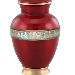 Goddelijke rode crematie-urn met parelmoer inlegwerk – urn voor volwassenen voor menselijke as | Elegante rode herdenkingsurn