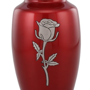 Red Eternal Rose Alloy Cremation urn Solid Metal Urn