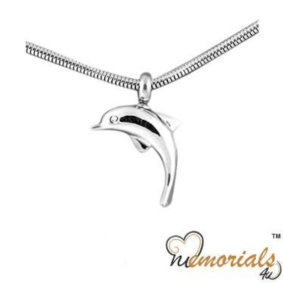 Dolphin Cremation Necklace Keepsake Urn - Aluminum Pendant With Inner Vial, 24" Chain, For Ashes - View #9