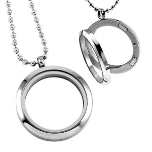 Circular Locket Stainless Steel Personalized Cremation Pendant- Memorial Keepsake Necklace with Free 21&quot; Chain