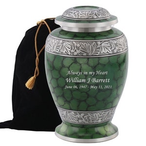 Avoca Custom Engraved Cremation Urn, Personalized Metal Funeral Urn for Ashes, Adult Human Urn