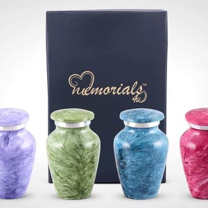 Marble Cremation Keepsake Urns – Set of 4 Mini Memorial Urns for Ashes