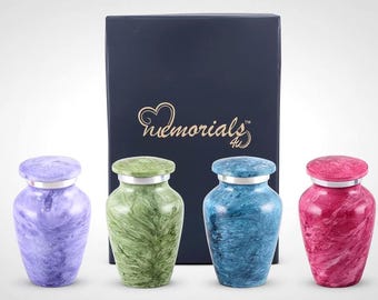 Marble Cremation Keepsake Urns – Set of 4 Mini Memorial Urns for Ashes