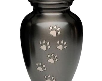 Classic Inlaid Paw Print Pet Cremation Urn for Ashes