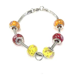 Handcrafted WARM TONED Murano Venetian Hand-Blown Glass Bead Bracelet – Charm Add-On Available