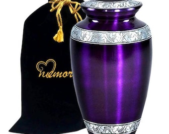 Mulberry Purple Metal Cremation Urn For Ashes