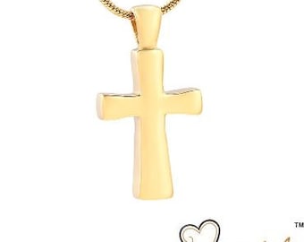 Assorted-Style Crosses Stainless Steel Personalized Cremation Pendant- Memorial Keepsake Necklace with Free 21" Chain