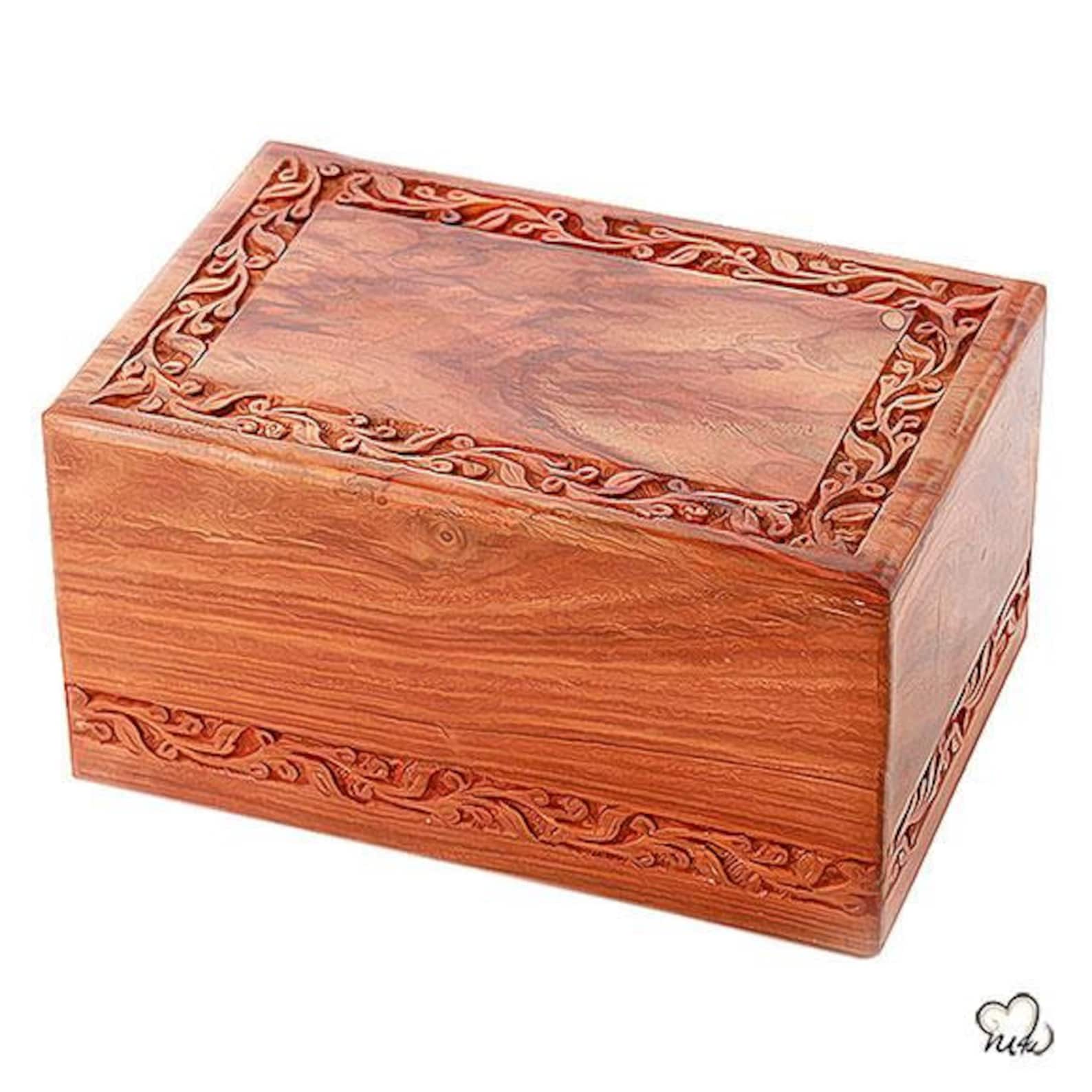 Wooden Cremation Urn With Solid Rosewood Border Carved Design - Etsy