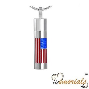 Assorted Patriotic/ Americana/ USA Stainless Steel Personalized Cremation Pendant- Memorial Keepsake Necklace with Free 21&quot; Chain