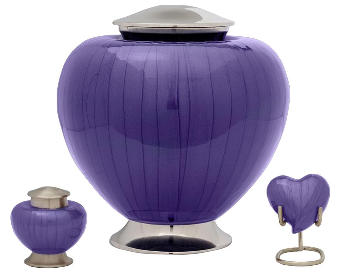 Purple Baroque Series Urn – Elegant Pearlescent Finish with Silver Accents - Solid Brass Urn for Human Ashes