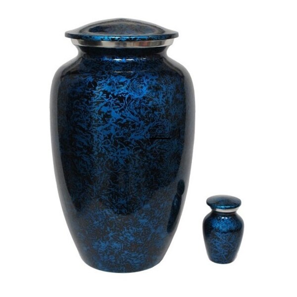 Classic Midnight Blue Alloy Cremation Urn