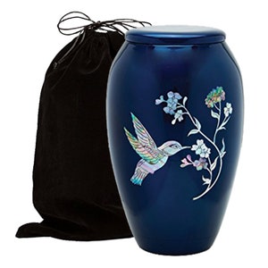 Hummingbird Mother of Pearl Cremation Urn