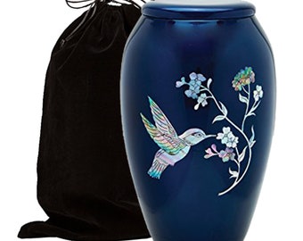 Hummingbird Mother of Pearl Cremation Urn