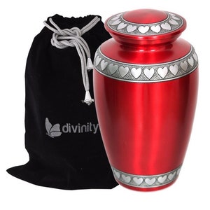 Carnelian Cremation Urn for Ashes in Red & Silver