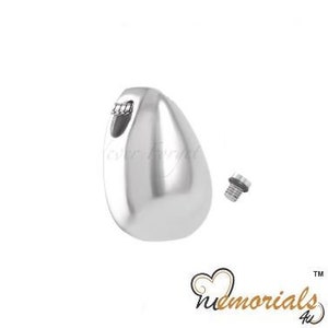 Plain Silver Drop Stainless Steel Personalized Cremation Pendant- Memorial Keepsake Necklace with Free 21&quot; Chain