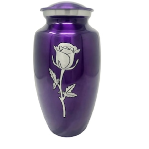 Purple Eternal Rose Alloy Cremation urn Solid Metal Urn