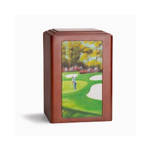 Golf-Themed Wooden Urn