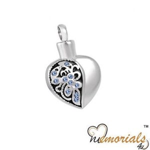 Blue Gemstone Heart Cremation Keepsake Pendant