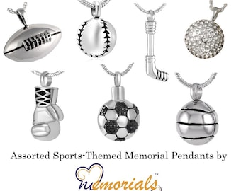 Ciondolo commemorativo per gioielli sportivi con cremazione - Baseball, Football americano, Basket, Calcio, Hockey, Boxe, Golf