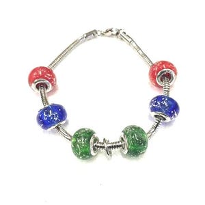 Handcrafted PRIMARY COLOR Murano Venetian Hand-Blown Glass Bead Bracelet – Charm Add-On Available