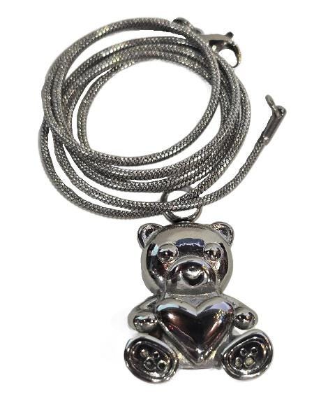 Collana Urna Commemorativa A Forma Di Orsetto – In Acciaio Inox 316L, Per Ceneri, Catena 50 Cm