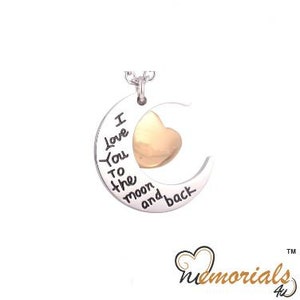 Love you to the Moon Heart Cremation Keepsake Pendant
