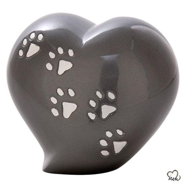 Paw Print Imprinted Heart Pet Urn for Ashes