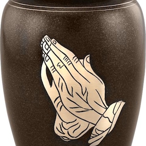 Praying Hands Religious Adult Cremation Urn for Ashes - Matching Tea Light Keepsake Option Available