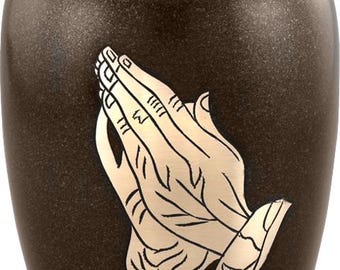 Praying Hands Religious Adult Cremation Urn for Ashes - Matching Tea Light Keepsake Option Available