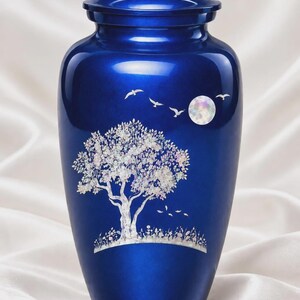 Elegant Blue Mother Of Pearl Full Moon Adult Urn for Ashes