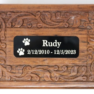 Pet Wooden Cremation Urn with Solid Rosewood Border Carved Design