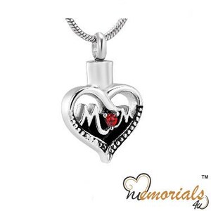 Assorted Styles - &#39;MOM&#39; Stainless Steel Personalized Cremation Pendant - Memorial Keepsake Necklace with Free 21&quot; Chain
