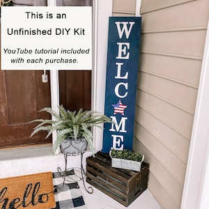 Cartel de bienvenida (48")* Sin terminar* Porche delantero* Intercambiable* Estacional* Rústico* Granja*