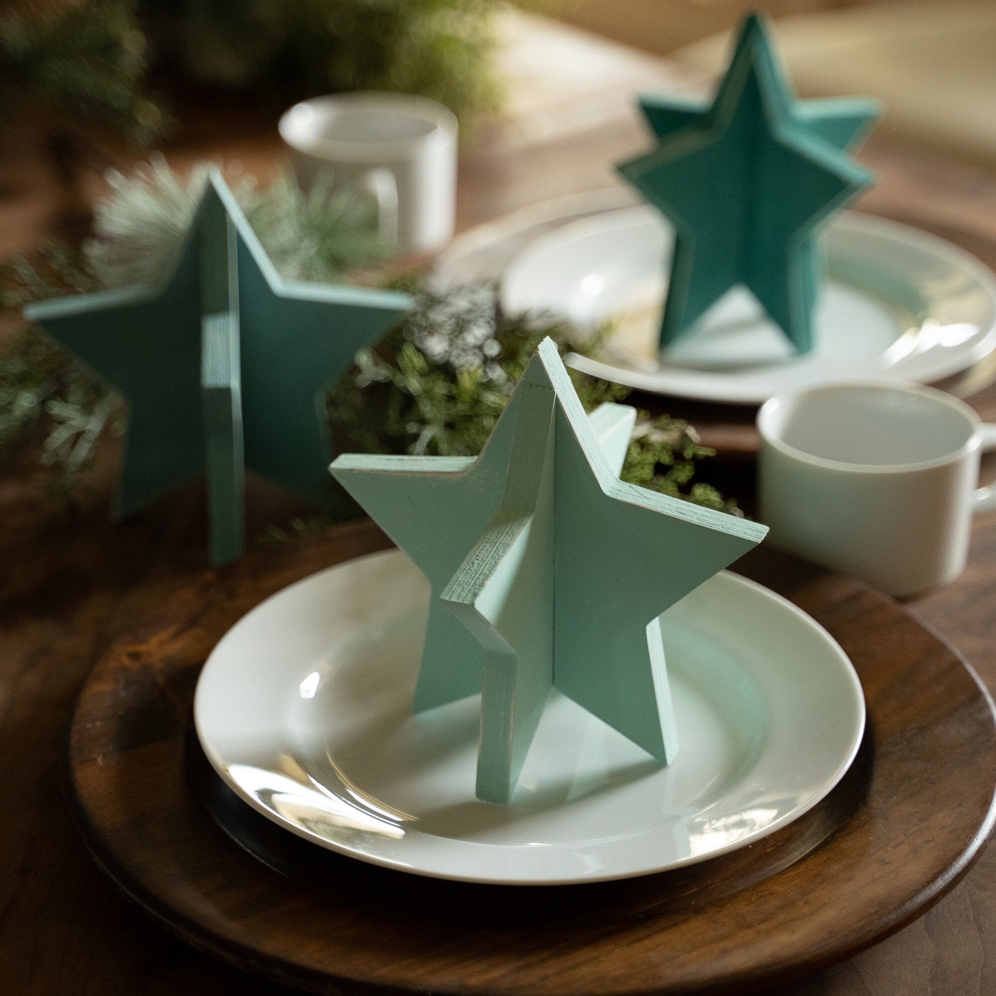 Slotted Star Decor* Set of 3* Table Decor* Unfinished* DIY* Wood ...