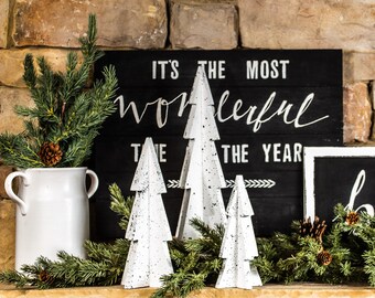 Unfinished Wooden Christmas Ornaments - Slotted Tree Table Decor - Mantle Decor - Centerpiece - Winter Craft For Painting - Set of 3 DIY Kit