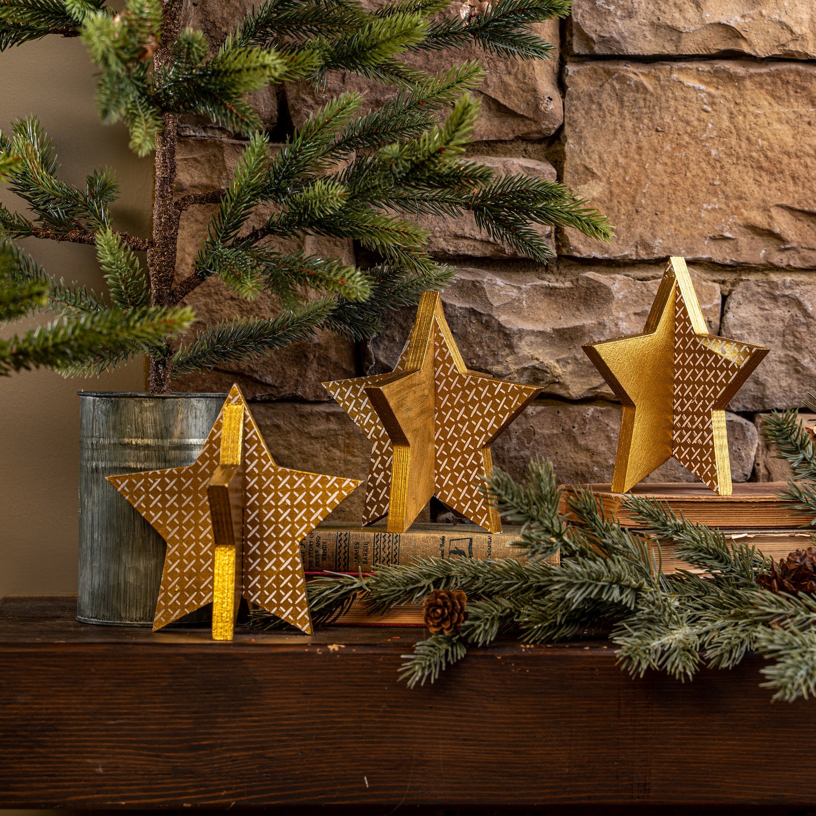 Slotted Star Decor* Set of 3* Table Decor* Unfinished* DIY* Wood ...