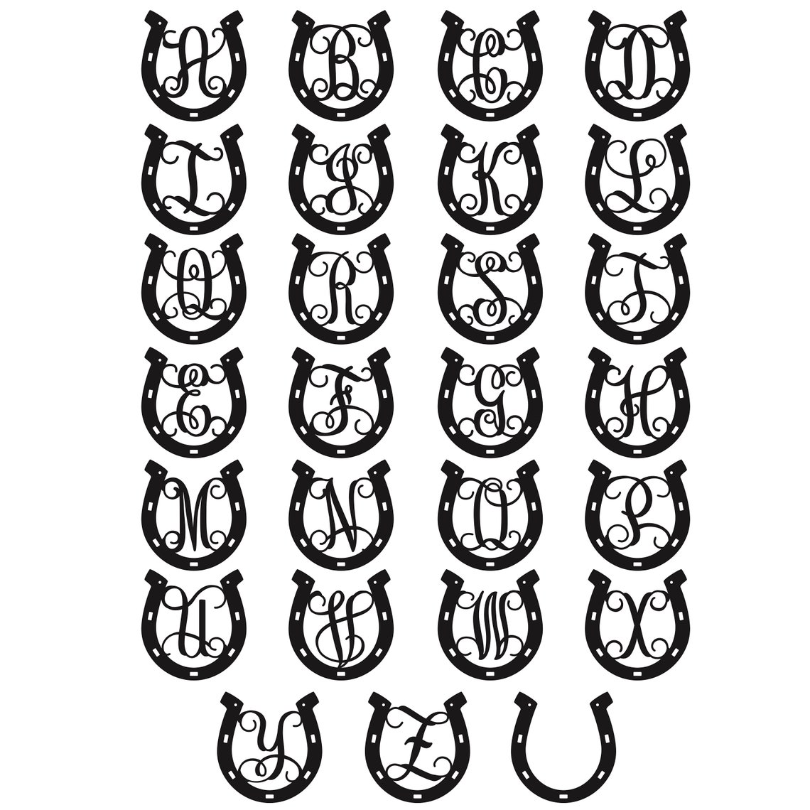 Horseshoe Monogram 18 Tall Wood Letter Horse Gift Etsy