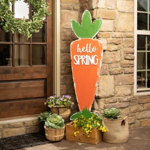Carrot (57”)* Unfinished* Hello Spring* Easter Decor* Front Door Sign* Wood Porch Project Outdoor* Welcome