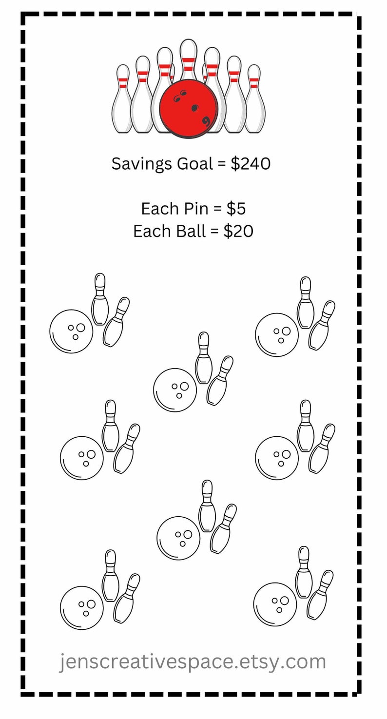 Bowling Themed Savings Challenge for Cash Envelope Budgeting Etsy