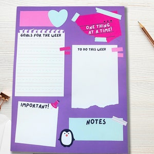 Cute Notepad, 8.5x11 Notepad, Large Notepad, Weekly Planner, Colorful Notepad, Cute Planner, Daily Planner, To Do List, Goal Planner