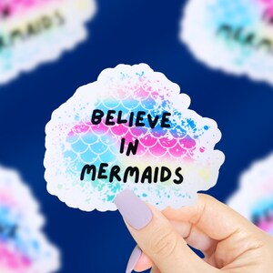 Believe In Mermaids Sticker, Cute Stickers, Mermaid Stickers, Marine Life Stickers, Relatable Stickers, Mythology Stickers, Kawaii Stickers
