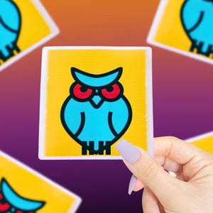 Vintage Halloween Eule Aufkleber, Retro Aufkleber Eule, 80er Jahre Aufkleber, 90er Jahre Aufkleber, nostalgische Aufkleber, niedlicher Halloween Aufkleber, Herbst Aufkleber