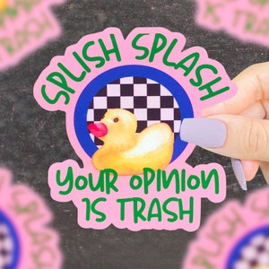 Splish Splash Sticker, Funny Stickers, Funny Saying Stickers, Retro Stickers, Checkered Stickers, Sarcastic Stickers, Pun Stickers, Funny