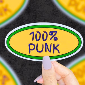 100% Punk Aufkleber, 90er Jahre Aufkleber, 90er Jahre Aufkleber, 90er Jahre Nostalgie, Grunge Aufkleber, Band Aufkleber, Punk, süße Aufkleber für Laptop